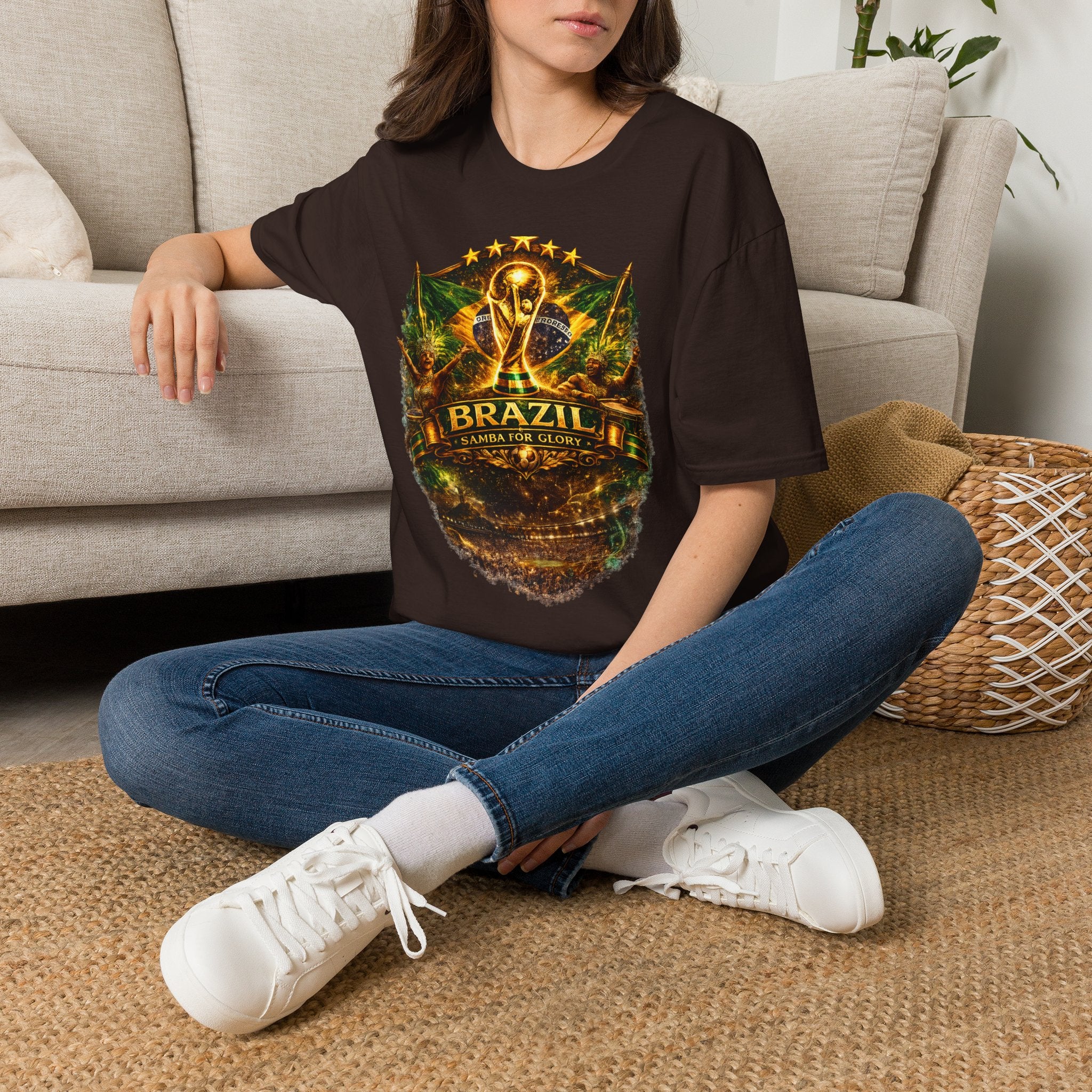 Brazil World Cup Soccer T-Shirt — Vintage Trophy Crest Tee