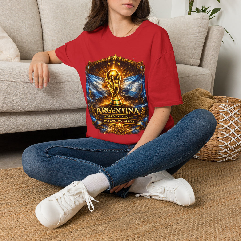 World Cup Argentina Soccer T‑Shirt — Gold Trophy Design
