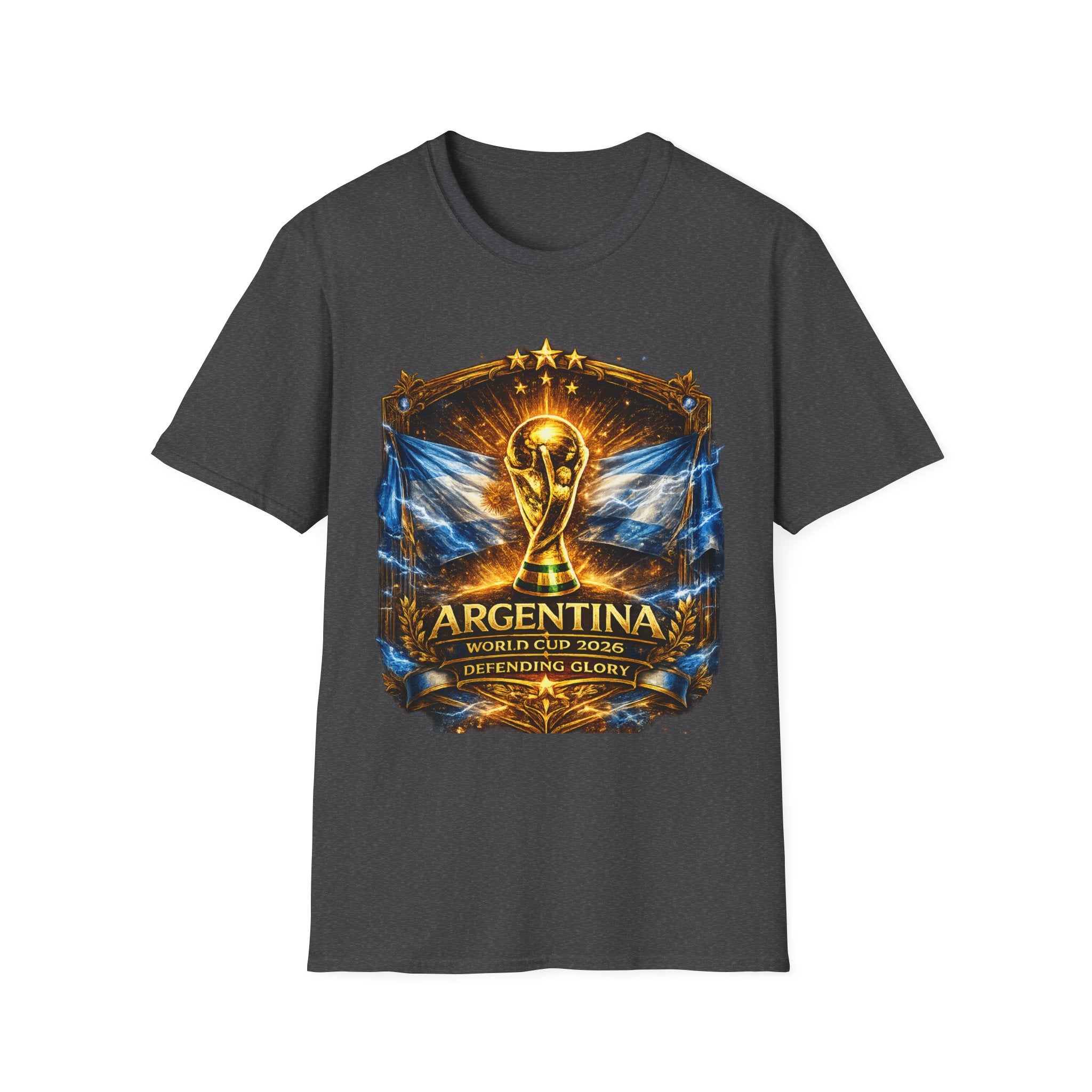 World Cup Argentina Soccer T‑Shirt — Gold Trophy Design