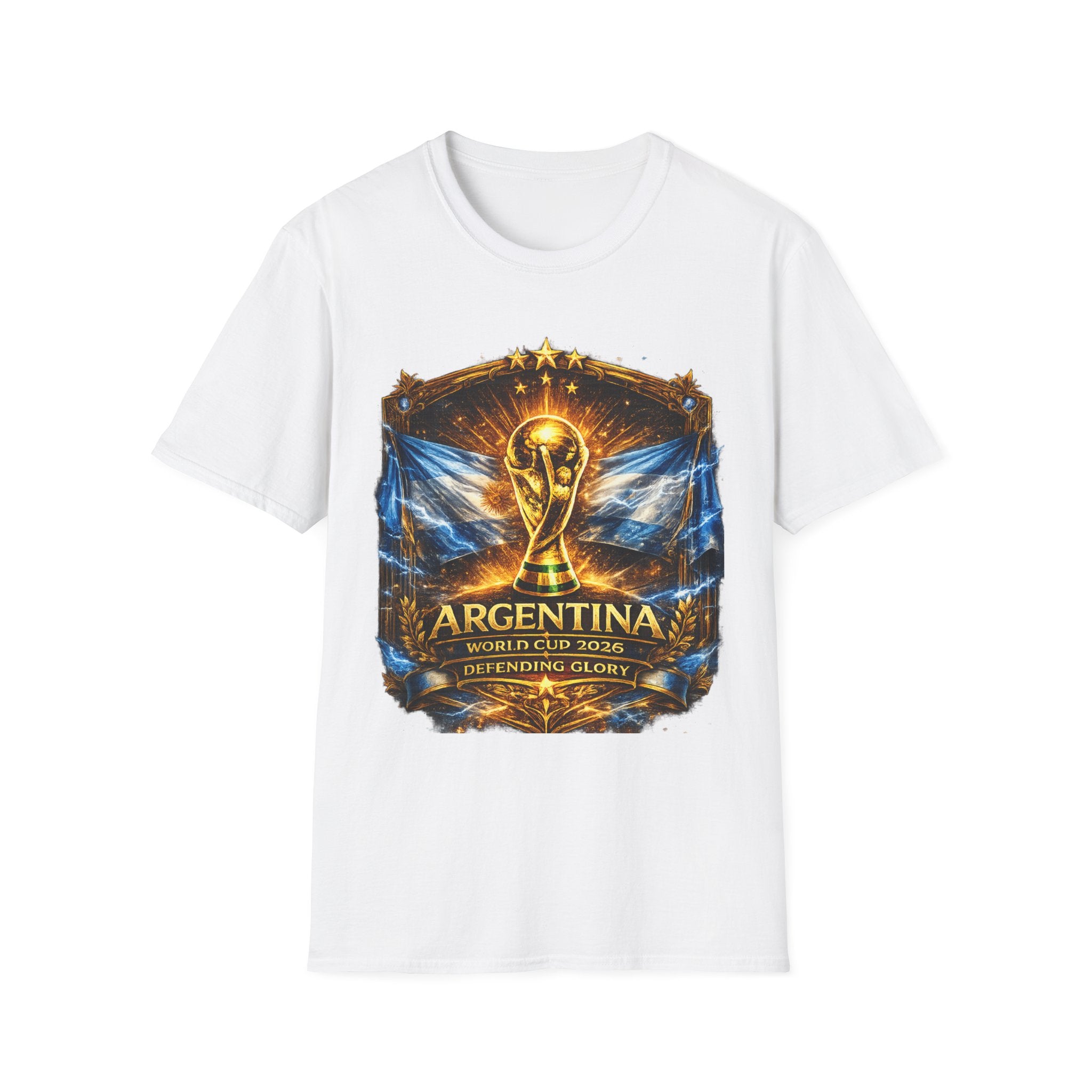 World Cup Argentina Soccer T‑Shirt — Gold Trophy Design