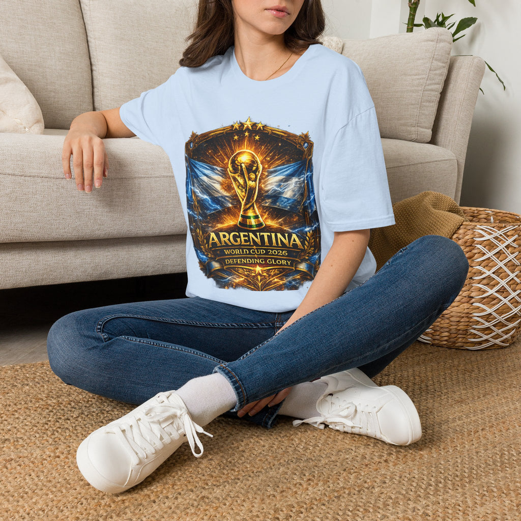 World Cup Argentina Soccer T‑Shirt — Gold Trophy Design