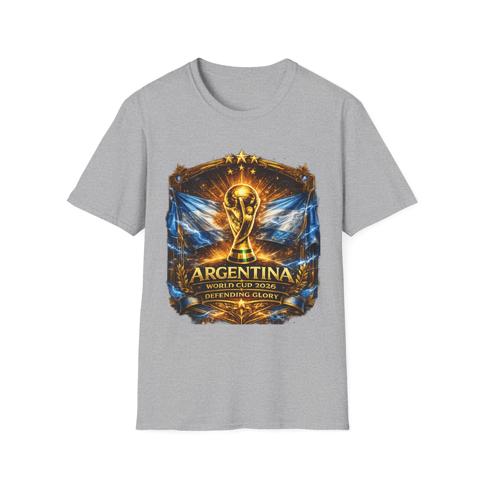 World Cup Argentina Soccer T‑Shirt — Gold Trophy Design