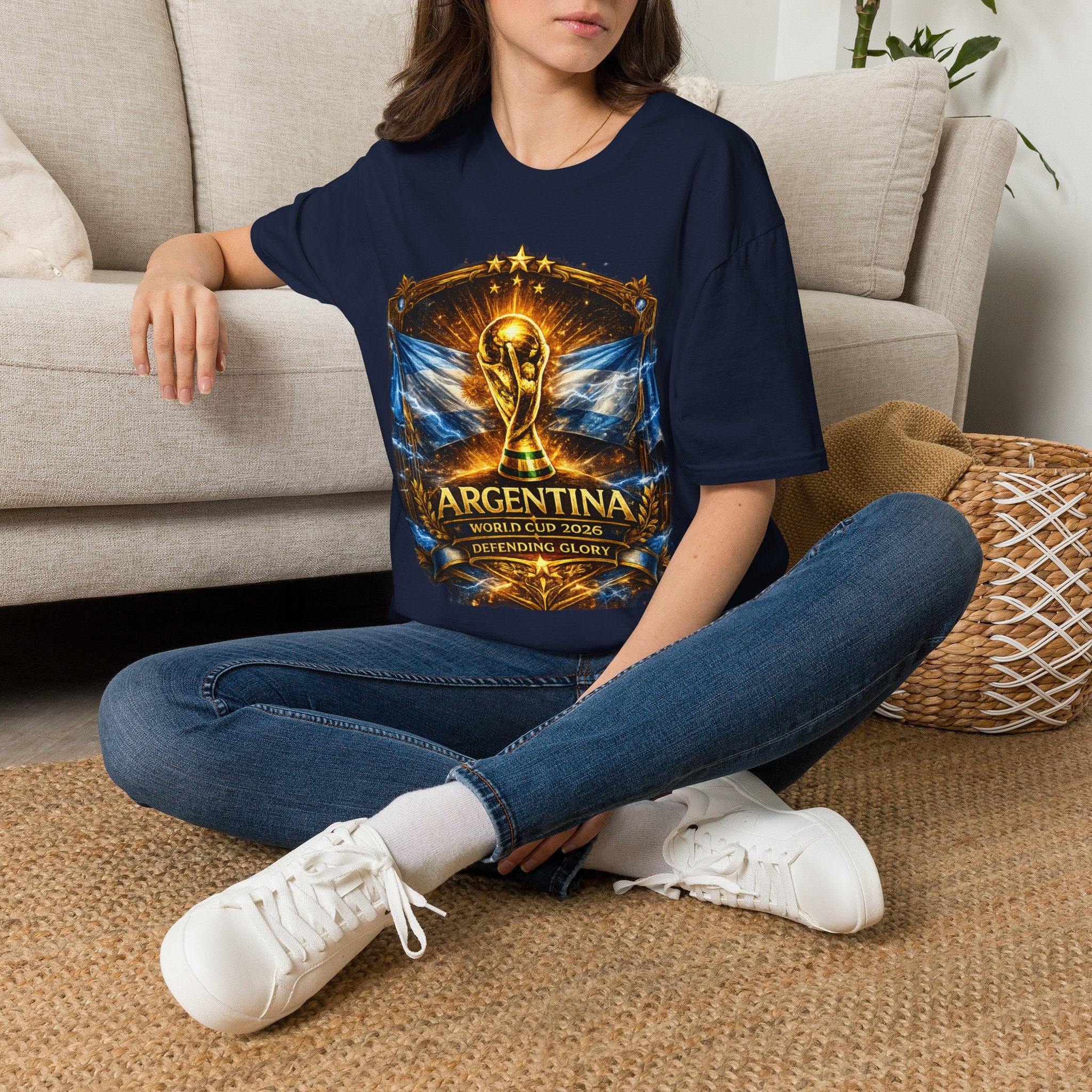 World Cup Argentina Soccer T‑Shirt — Gold Trophy Design