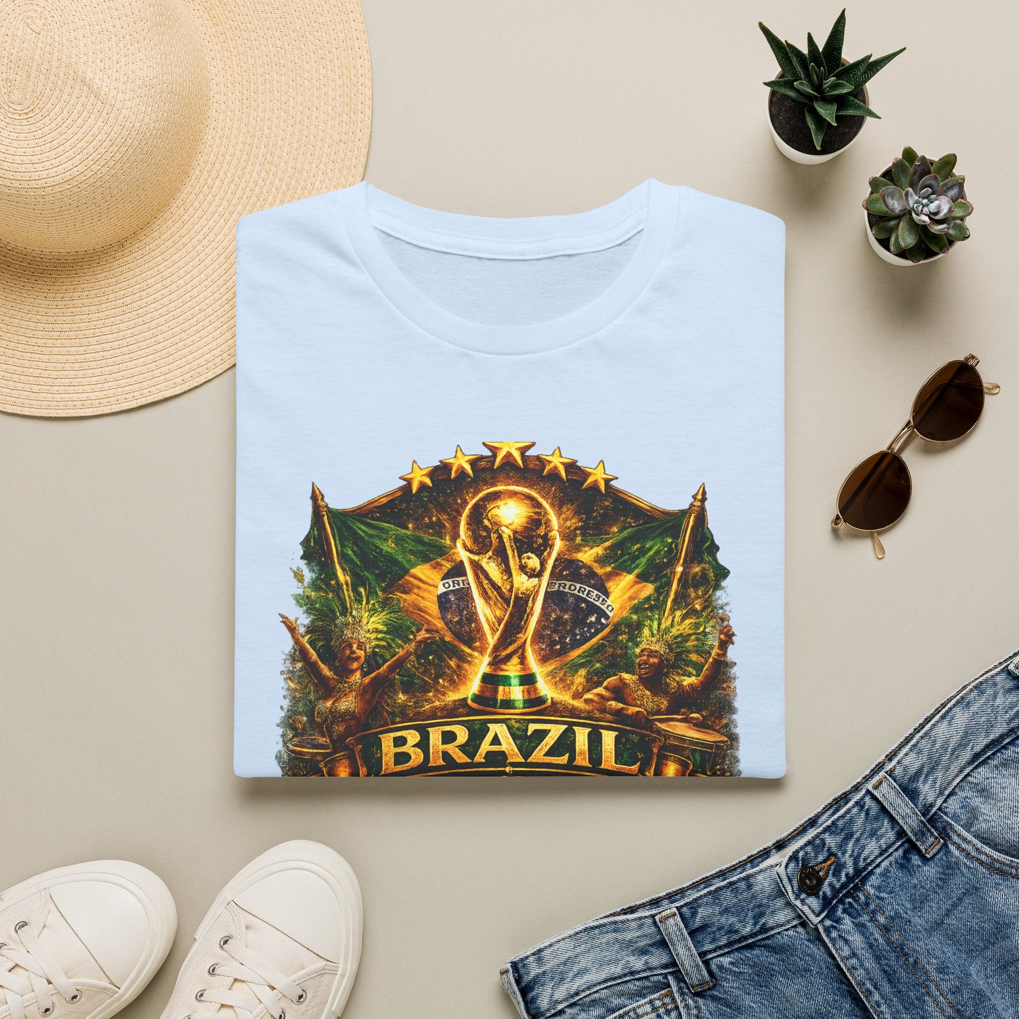 Brazil World Cup Soccer T-Shirt — Vintage Trophy Crest Tee