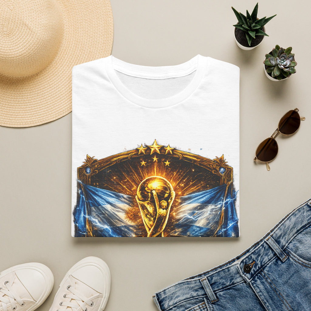 World Cup Argentina Soccer T‑Shirt — Gold Trophy Design