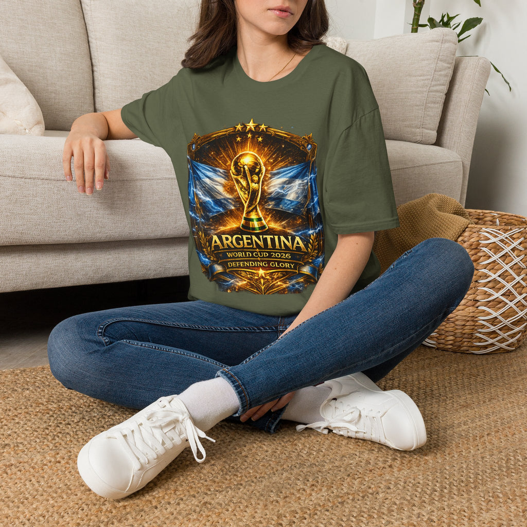 World Cup Argentina Soccer T‑Shirt — Gold Trophy Design