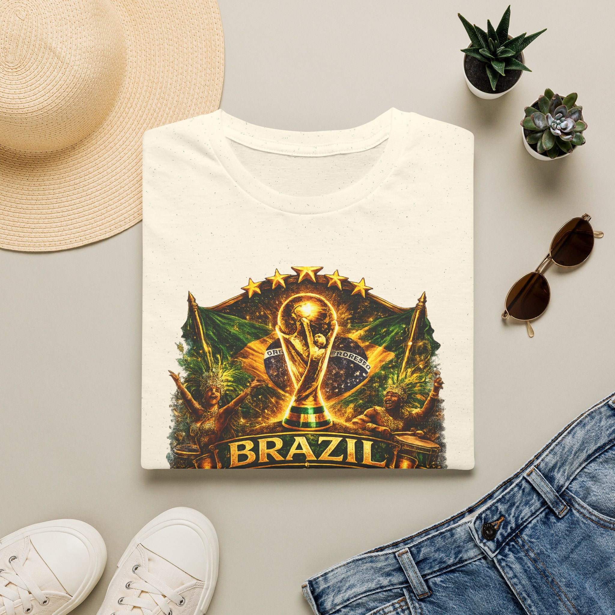 Brazil World Cup Soccer T-Shirt — Vintage Trophy Crest Tee