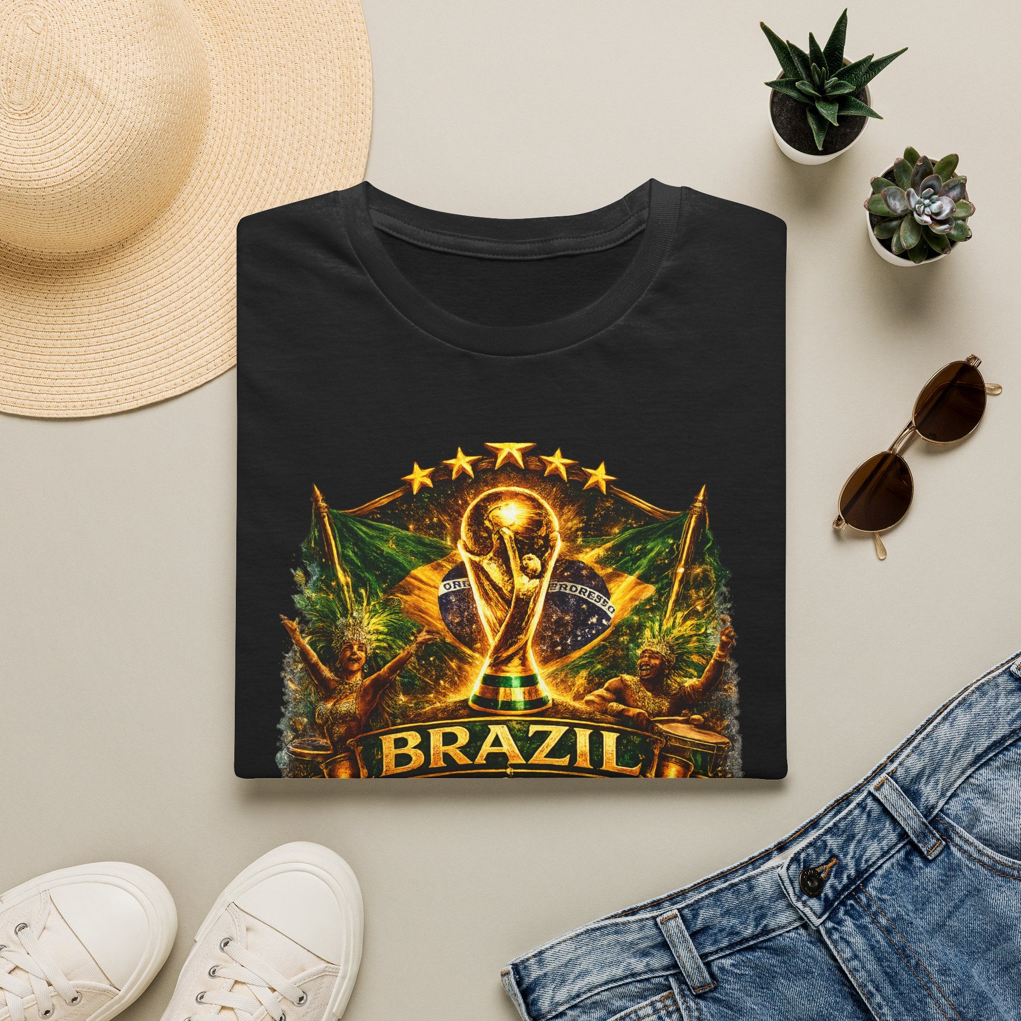 Brazil World Cup Soccer T-Shirt — Vintage Trophy Crest Tee