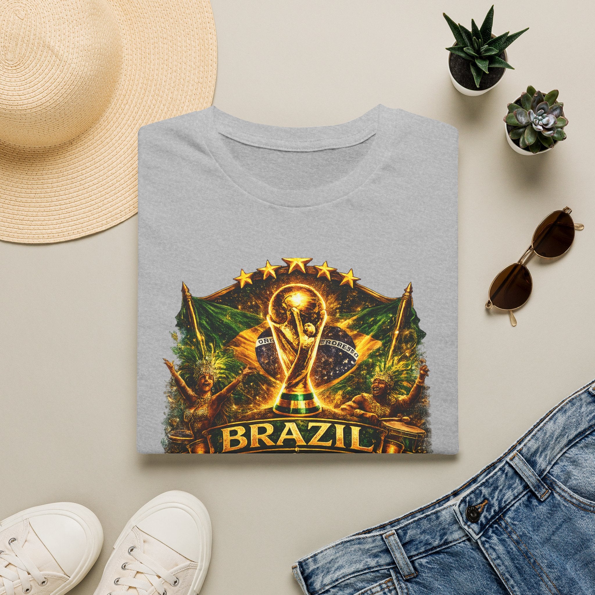 Brazil World Cup Soccer T-Shirt — Vintage Trophy Crest Tee