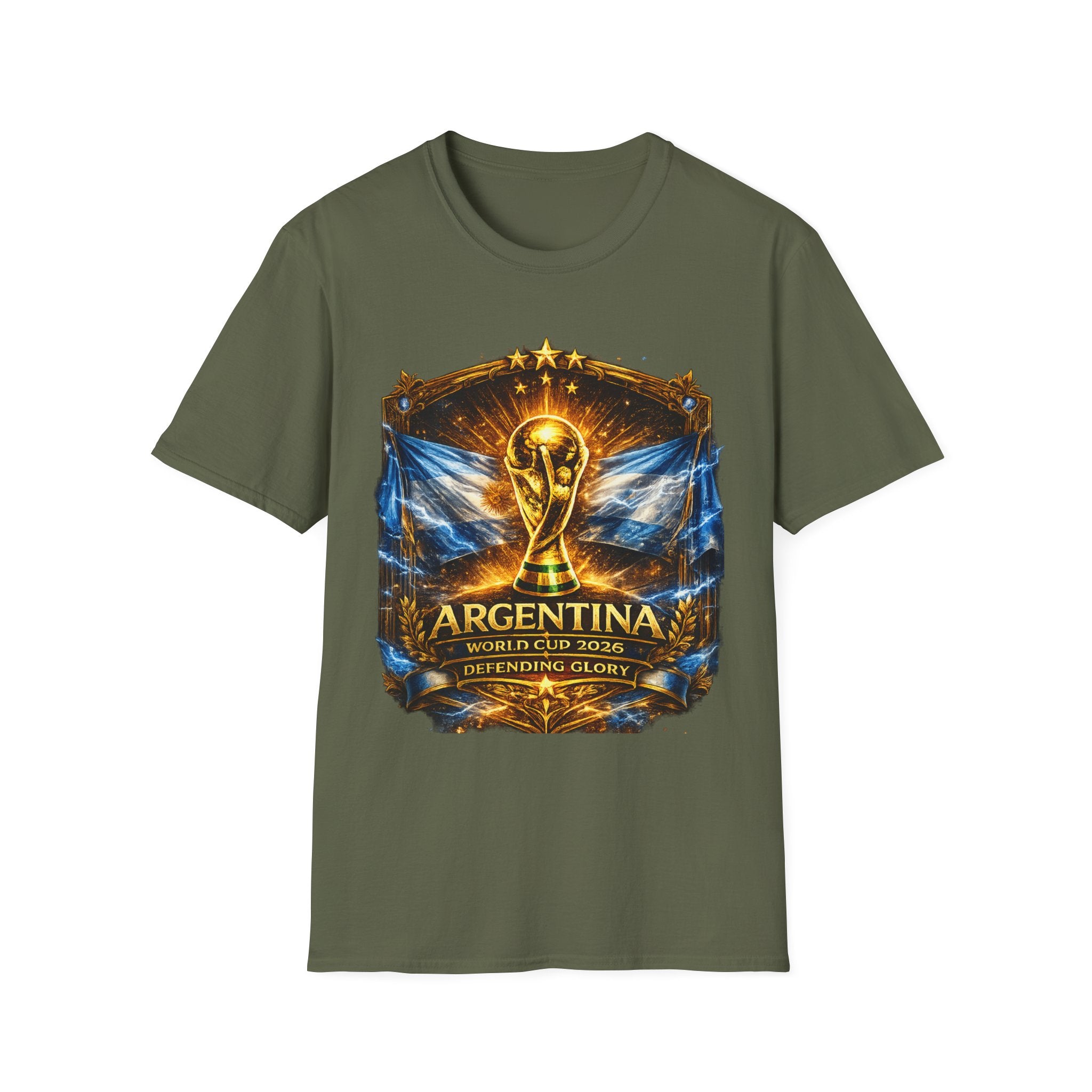 World Cup Argentina Soccer T‑Shirt — Gold Trophy Design