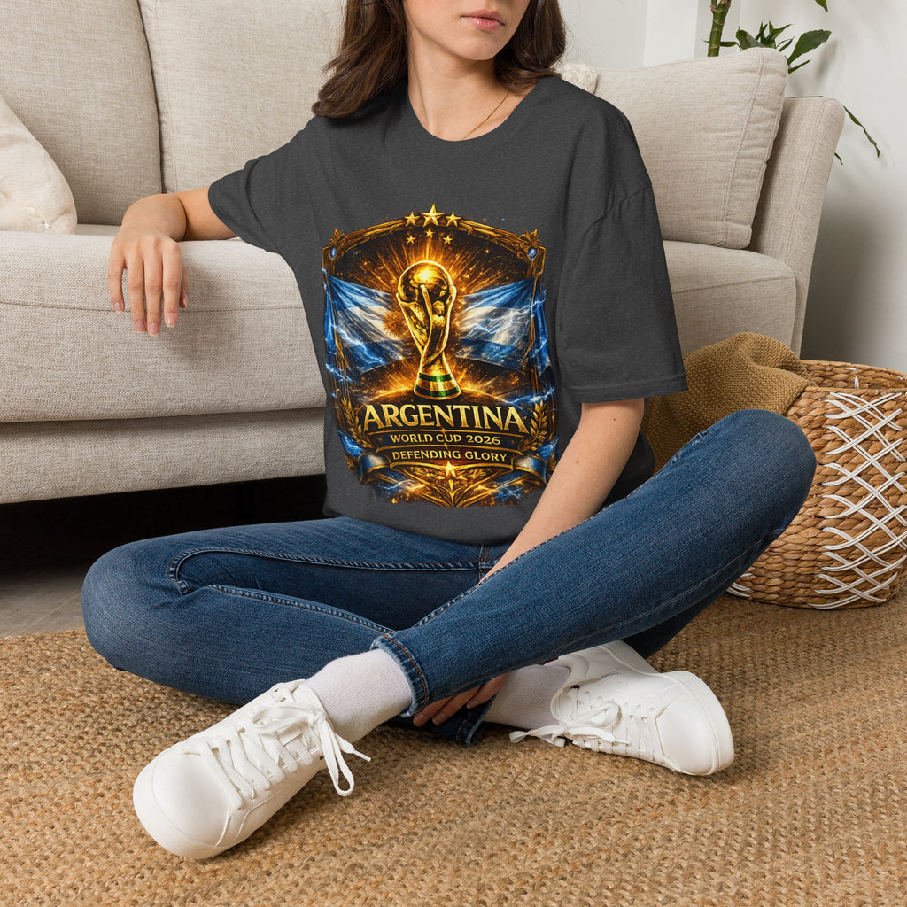 World Cup Argentina Soccer T‑Shirt — Gold Trophy Design