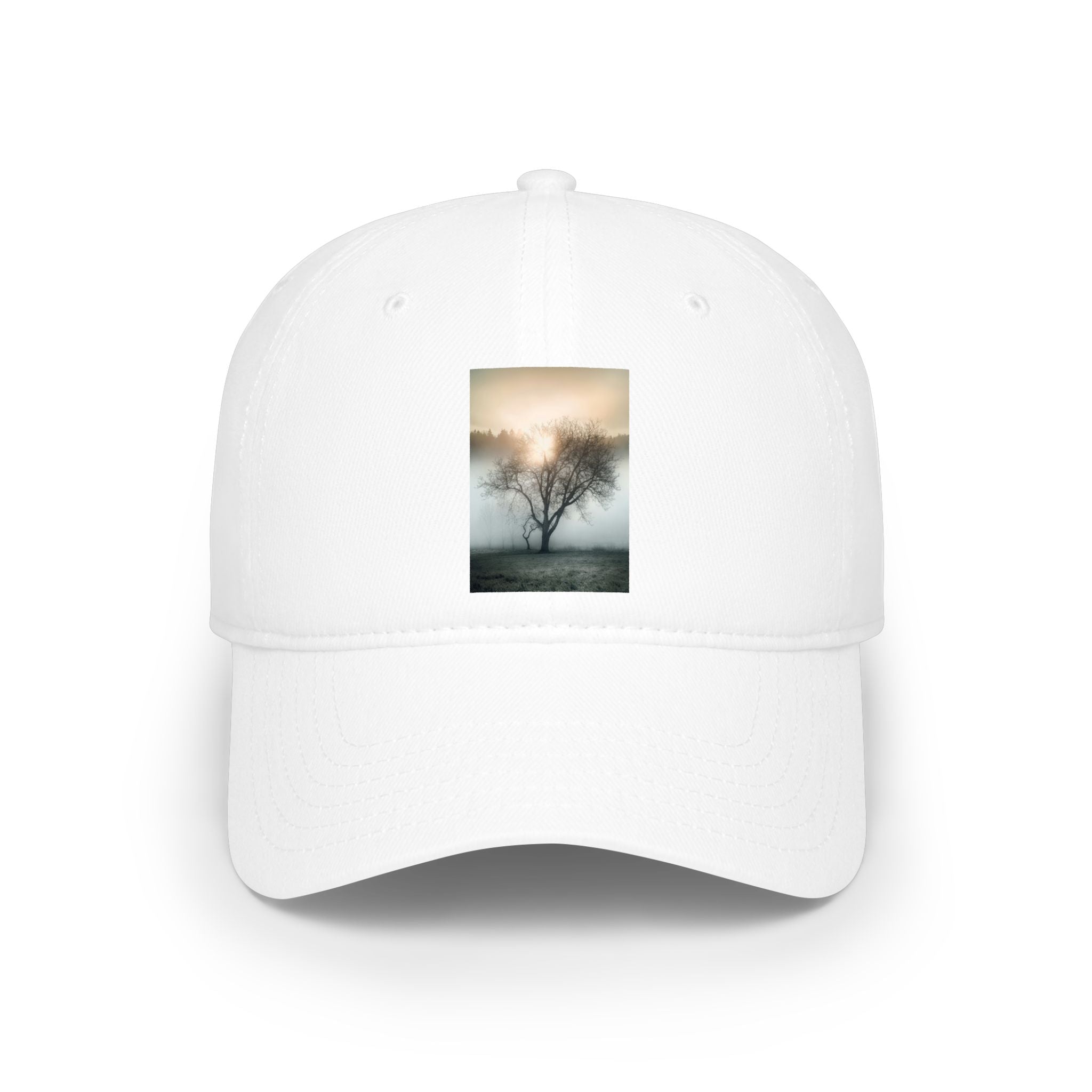Low Profile Cap with Misty Tree Photo — Minimal Nature Baseball Hat