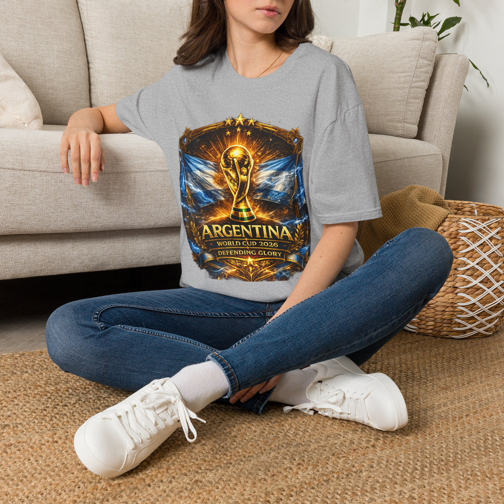 World Cup Argentina Soccer T‑Shirt — Gold Trophy Design