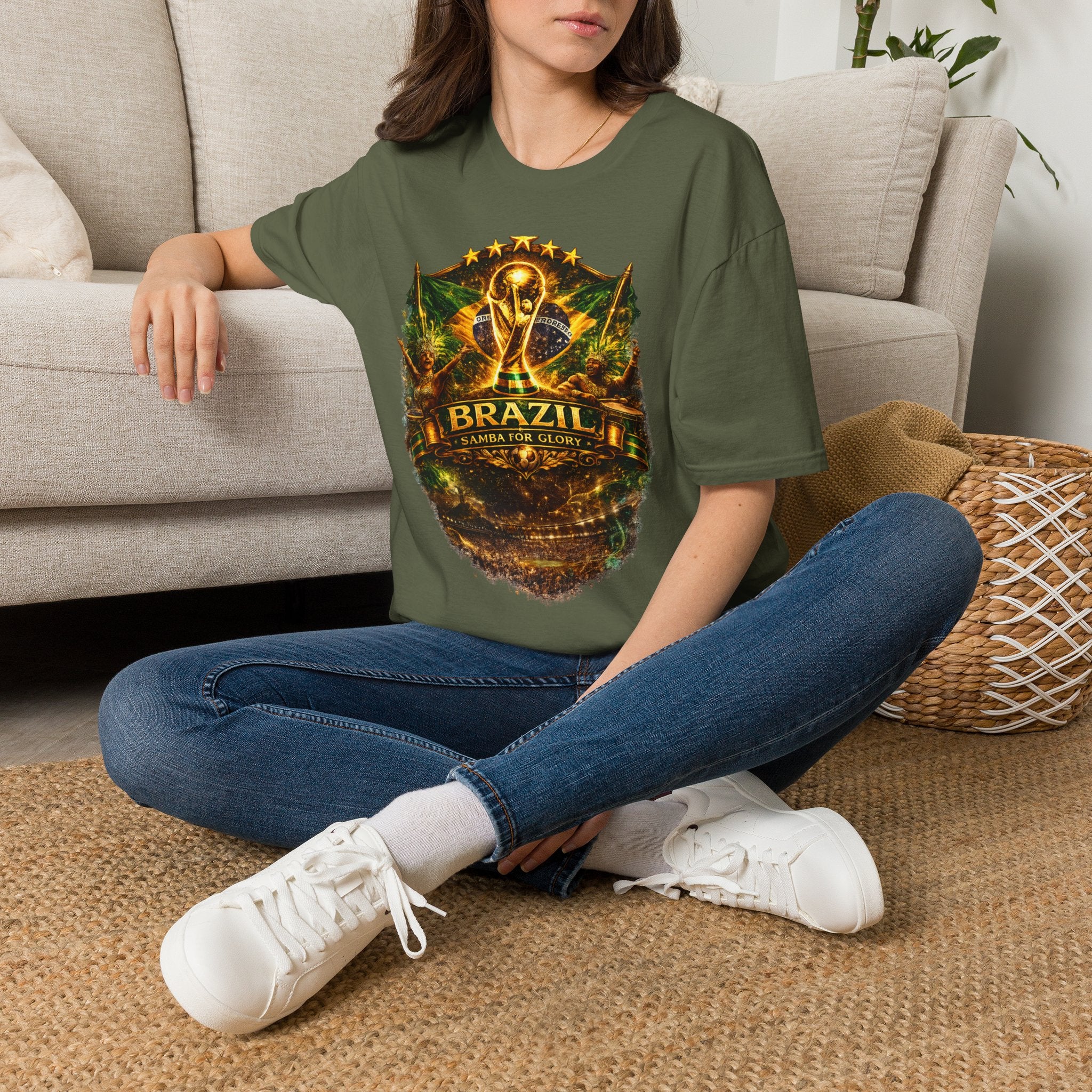 Brazil World Cup Soccer T-Shirt — Vintage Trophy Crest Tee