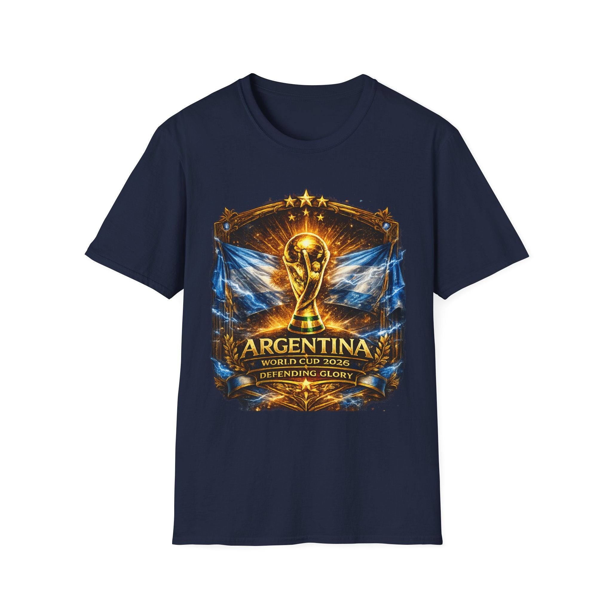 World Cup Argentina Soccer T‑Shirt — Gold Trophy Design