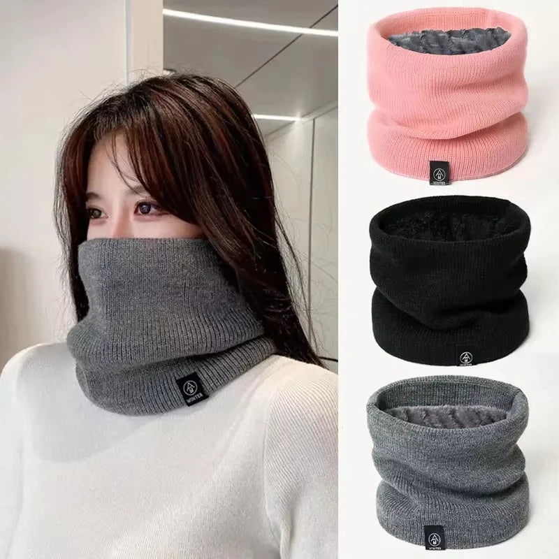 Fashion Women Knitted Scarf Solid Cashmer Like Winter Snood Scarves Lady Warm Wool Fur Thick Unisex Men Neck Scarfs Ring