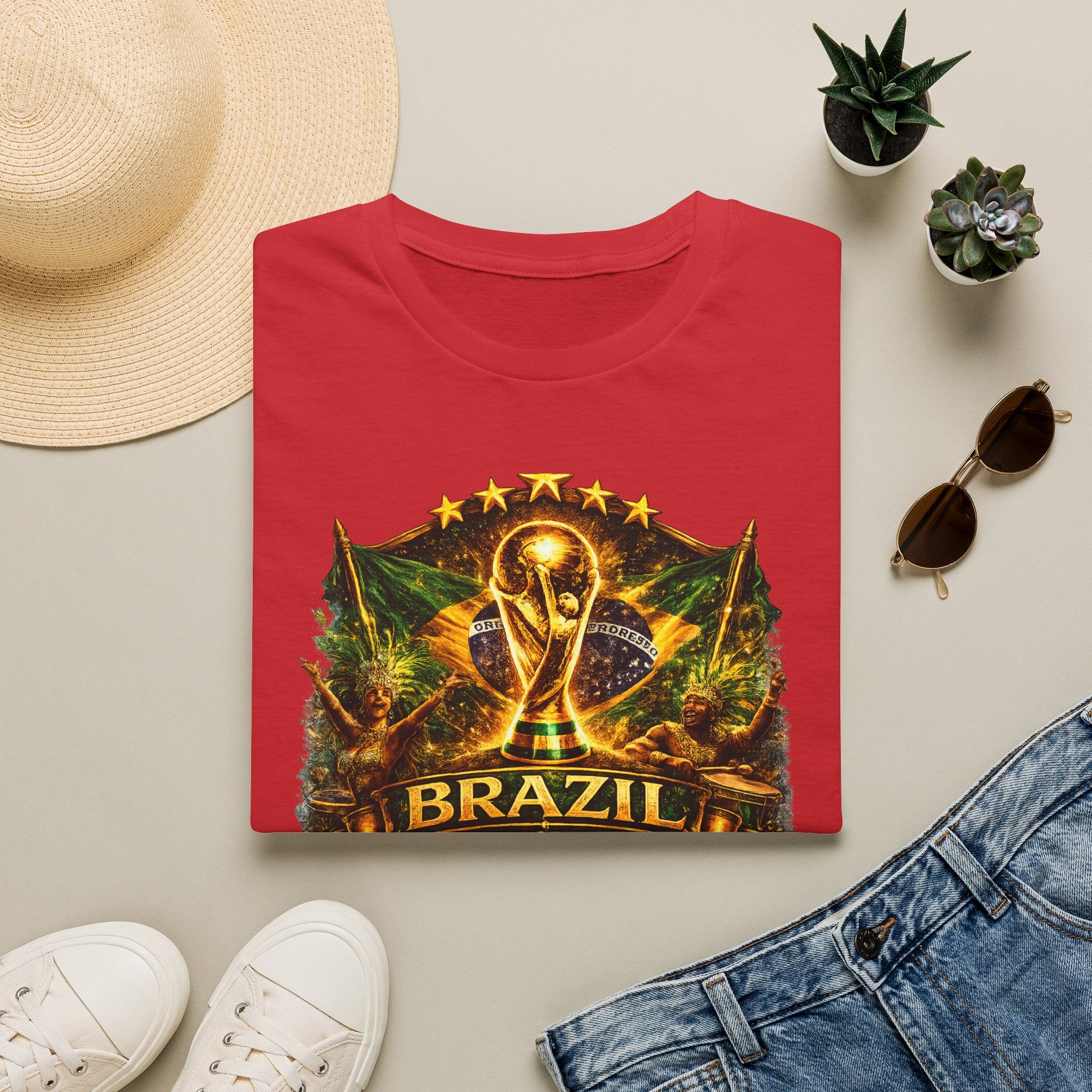 Brazil World Cup Soccer T-Shirt — Vintage Trophy Crest Tee
