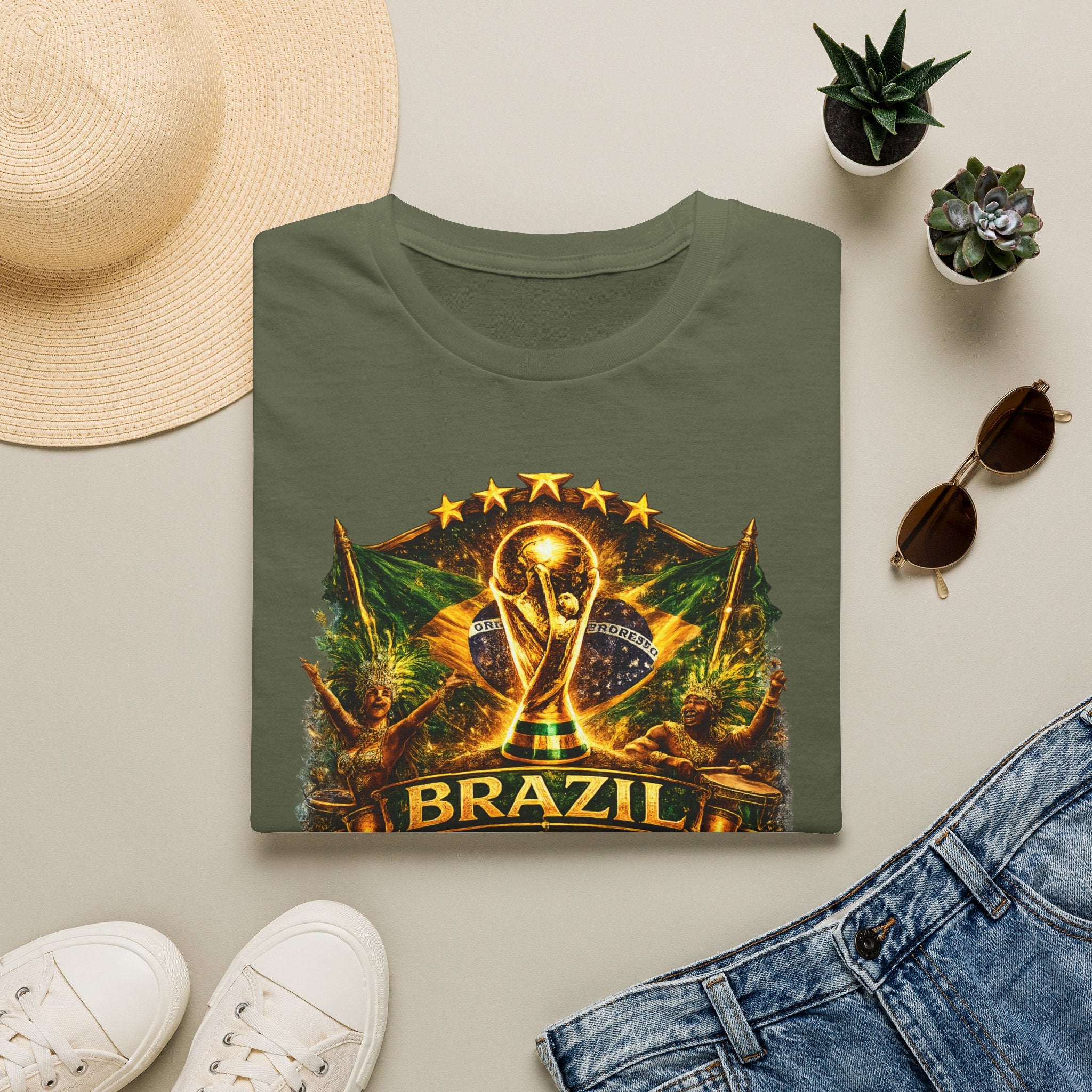 Brazil World Cup Soccer T-Shirt — Vintage Trophy Crest Tee