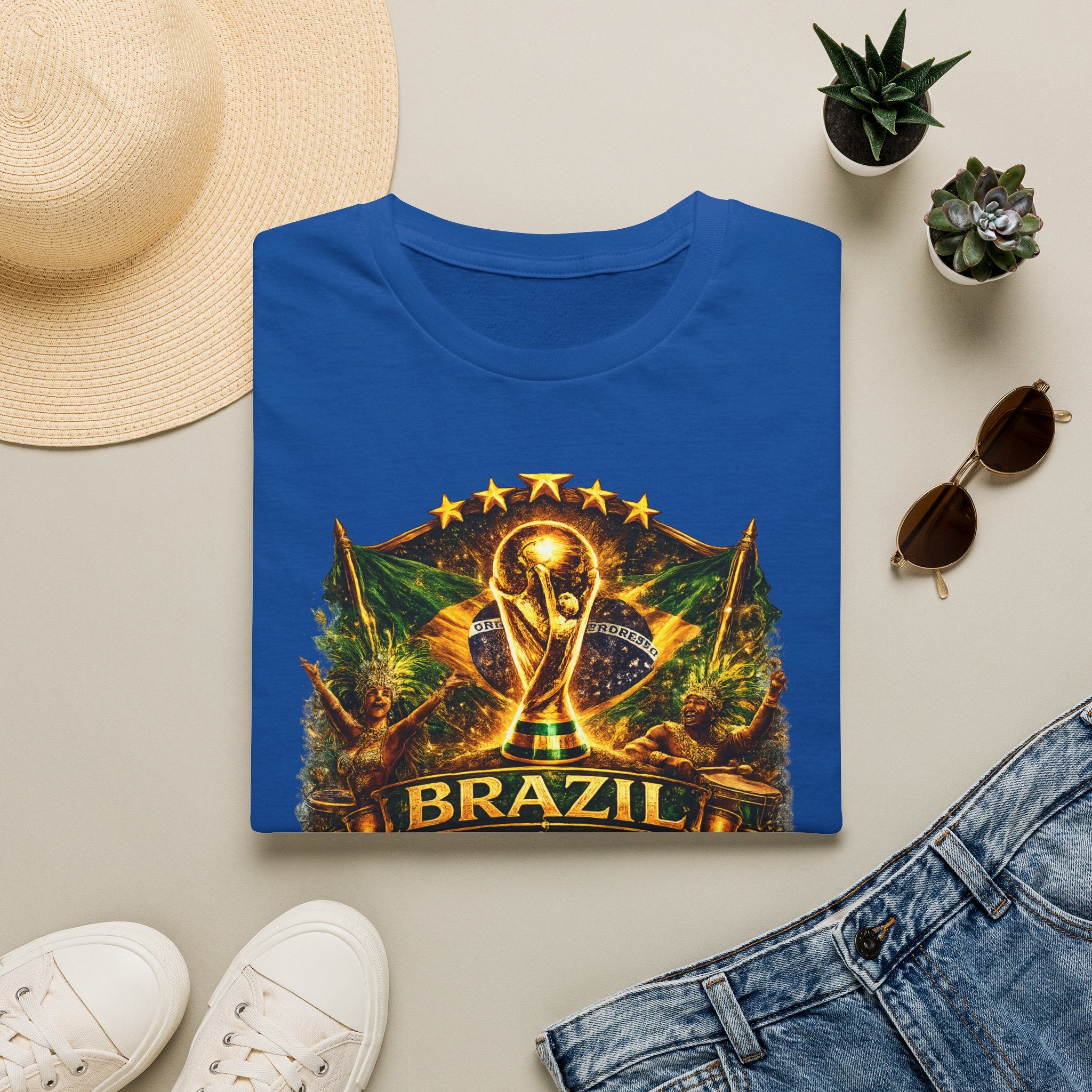 Brazil World Cup Soccer T-Shirt — Vintage Trophy Crest Tee