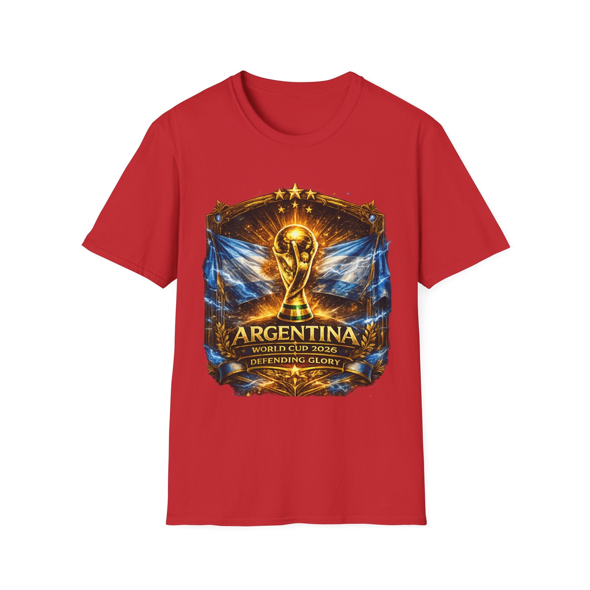 World Cup Argentina Soccer T‑Shirt — Gold Trophy Design
