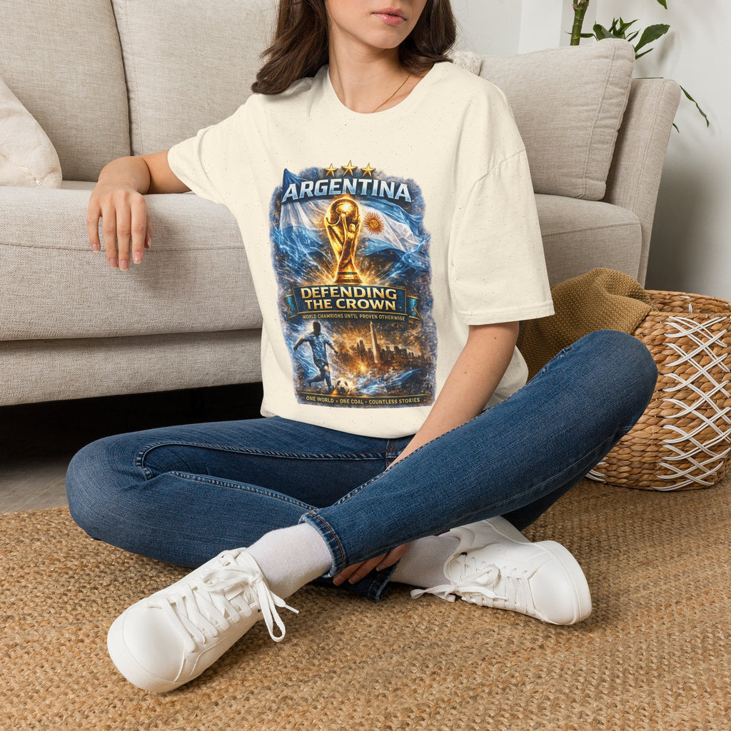 Argentina World Cup Trophy T-Shirt — Defending the Crown Soccer Fan Tee