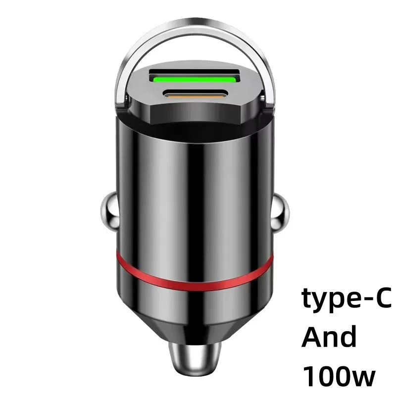 200W Mini Dual Ports USB Car Charger Lighter Fast Charging Car Phone Charger Adapter for iPhone 13 12 Xiaomi Huawei Samsung