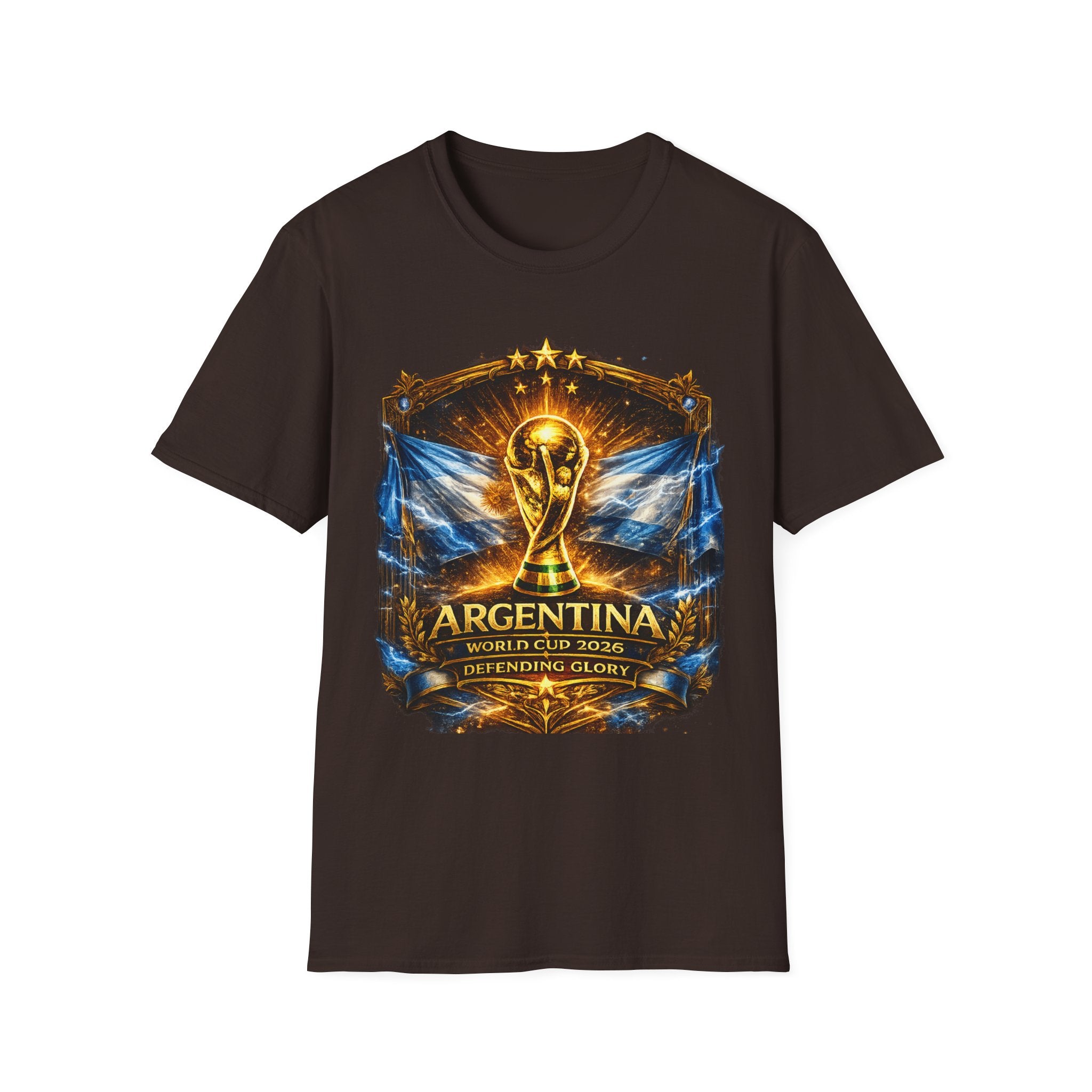 World Cup Argentina Soccer T‑Shirt — Gold Trophy Design